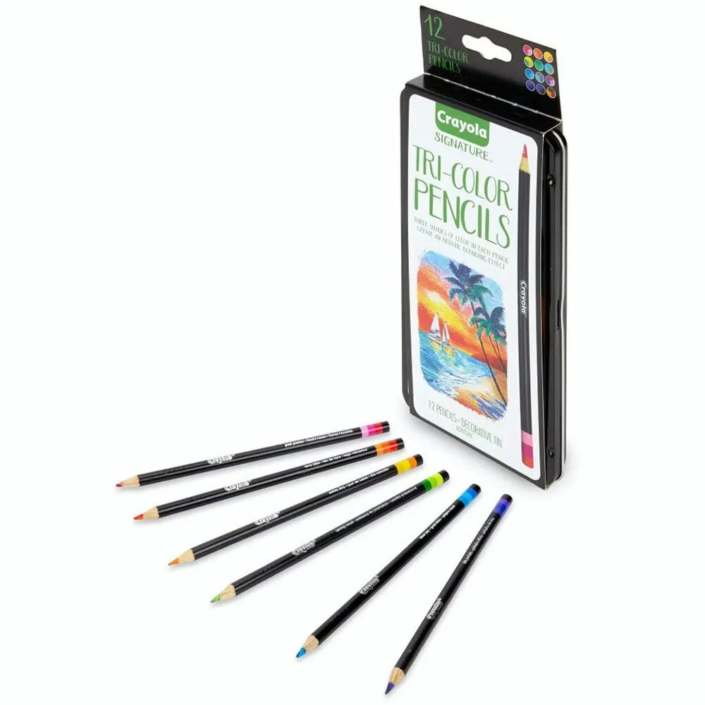 12pc Crayola Signature Drawing/Colouring/Sketching Tri-Color Pencils For 9+ Kids