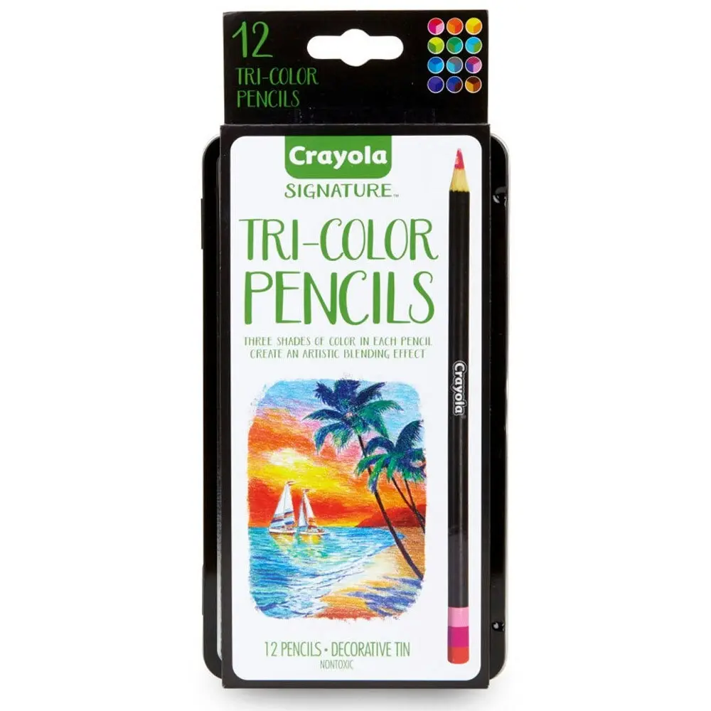 12pc Crayola Signature Drawing/Colouring/Sketching Tri-Color Pencils For 9+ Kids