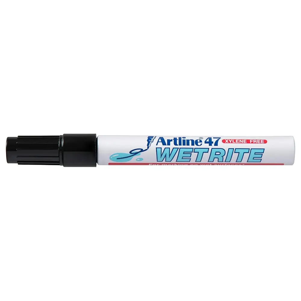 12PK Artline 47 Wetrite 1.5mm Bullet Nib Permanent Marker - Black