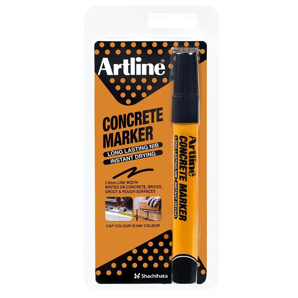 12PK Artline Concrete Permanent Marker 1.5mm Bullet Nib - Black Hs