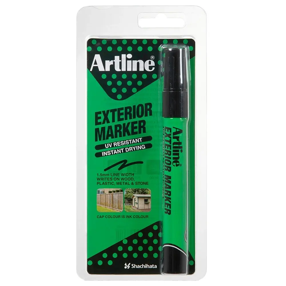 12PK Artline Exterior Permanent Marker 1.5mm Bullet Nib - Black Hs