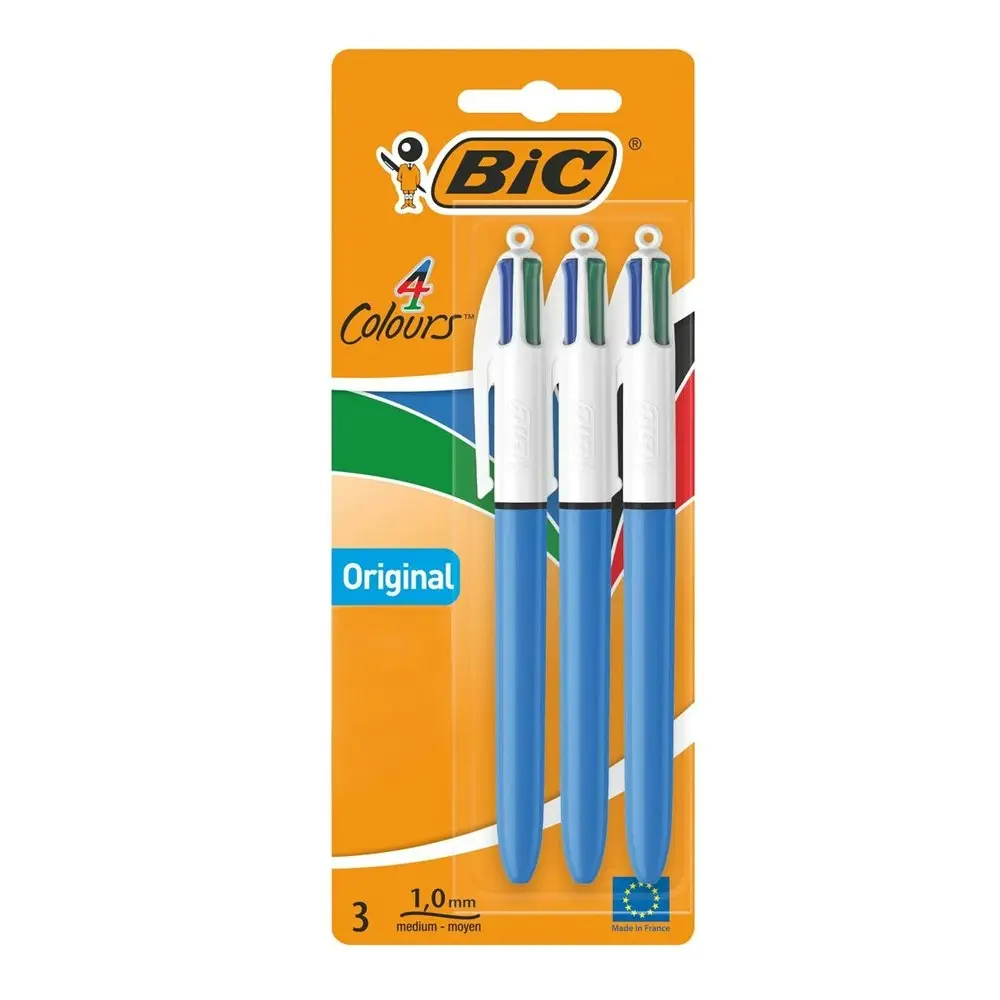 18pc Bic 4-Colour Click Pen Original Office Writing Ballpen 1.0mm Nib Stationery