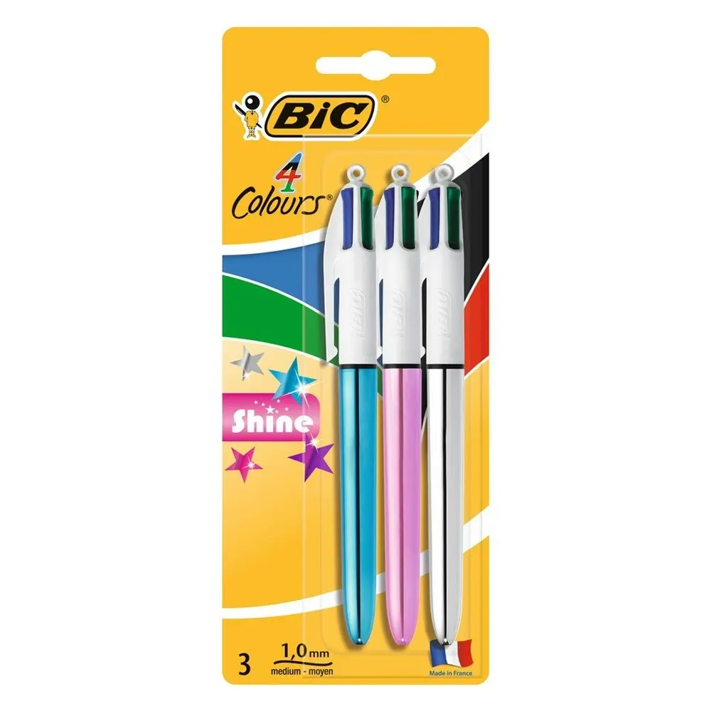 18pc Bic 4-Colour Shine Metallic Pen Set 1mm Stationery Writing/Drawing Ballpen