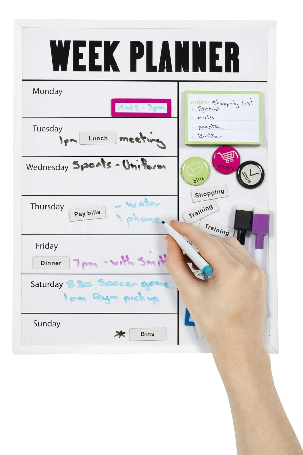 Quartet Magnetic Surface 28x36cm Weekly Planner Dry-Erase Board w/ Marker White