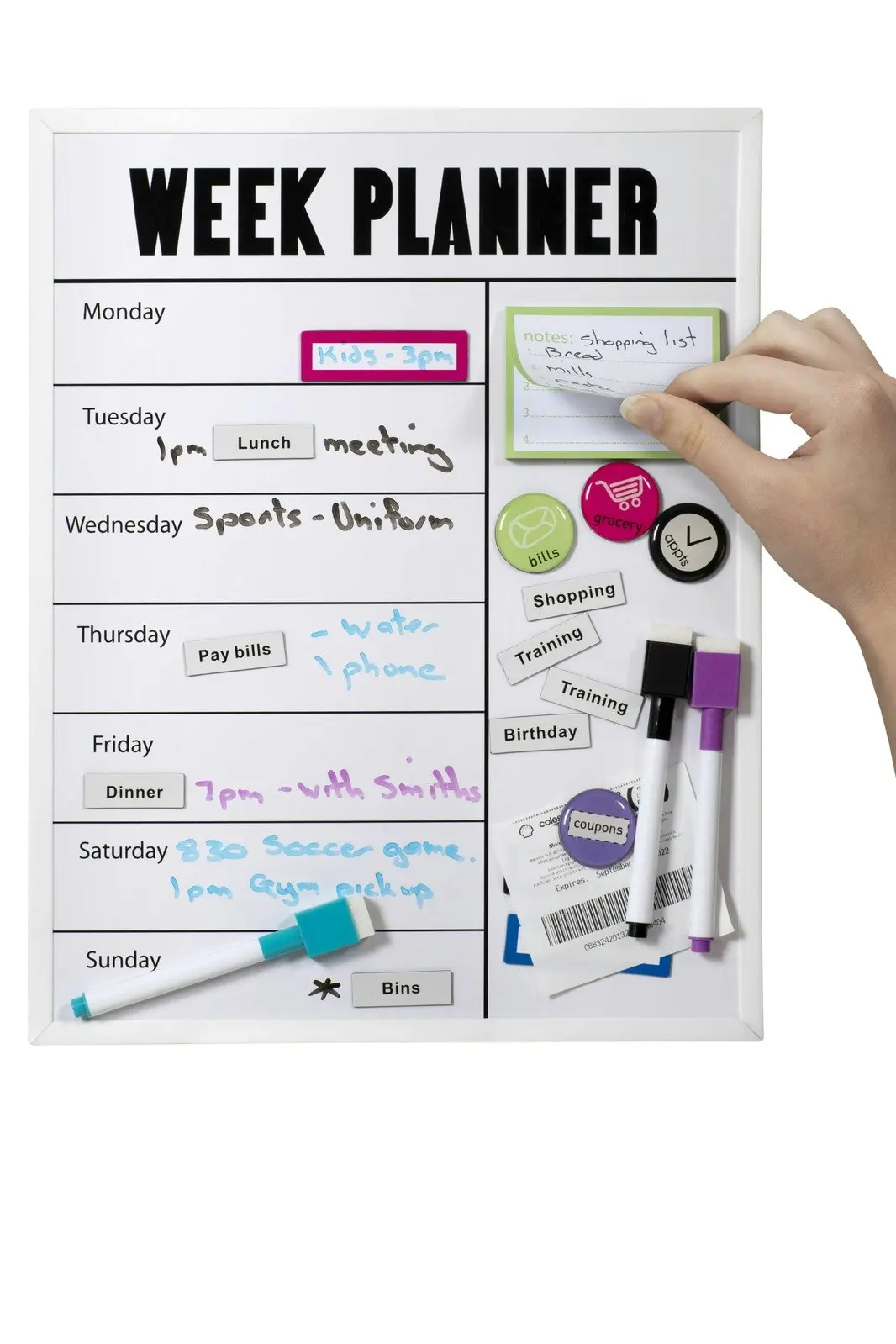 Quartet Magnetic Surface 28x36cm Weekly Planner Dry-Erase Board w/ Marker White