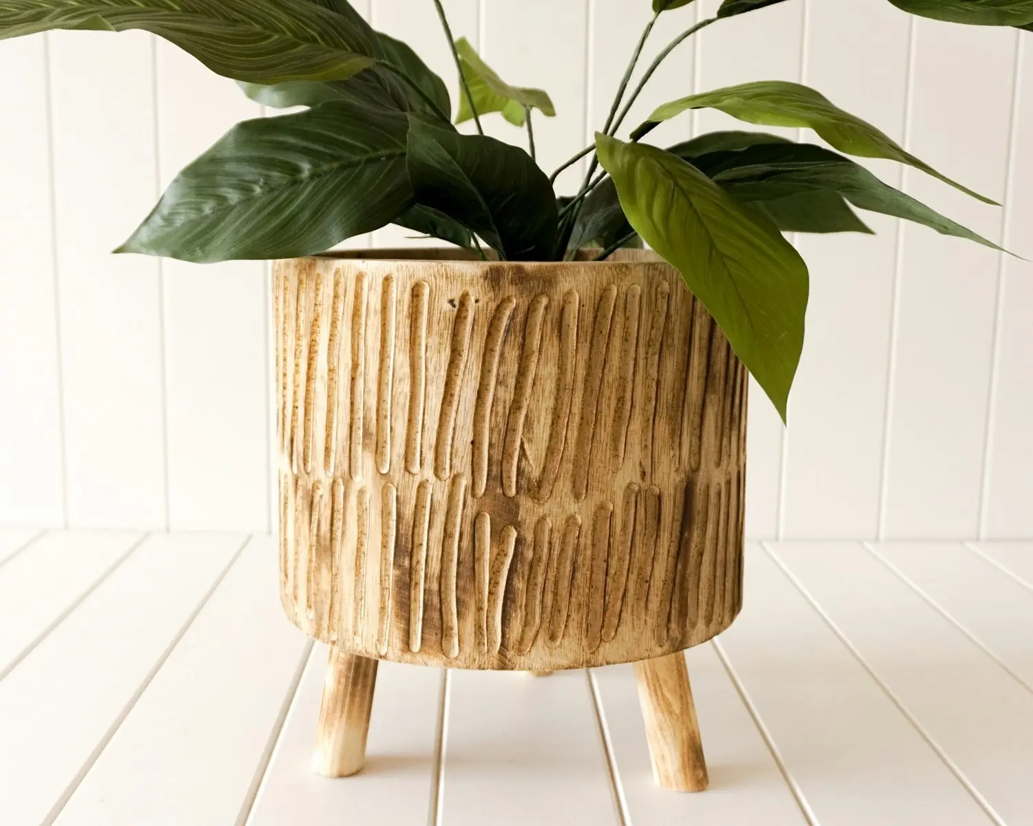 Rayell Timber Wood Round Flower Pot/Planter Tokoriki Natural Large 27x30cm