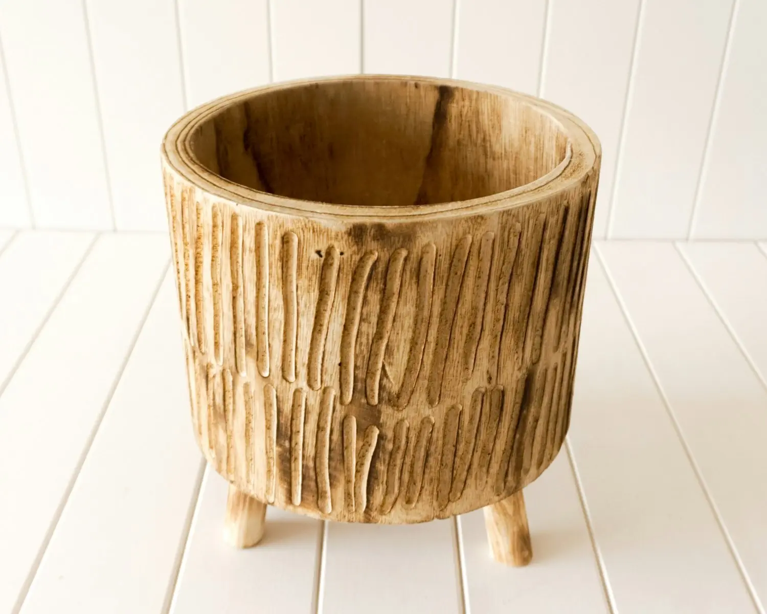 Rayell Timber Wood Round Flower Pot/Planter Tokoriki Natural Large 27x30cm