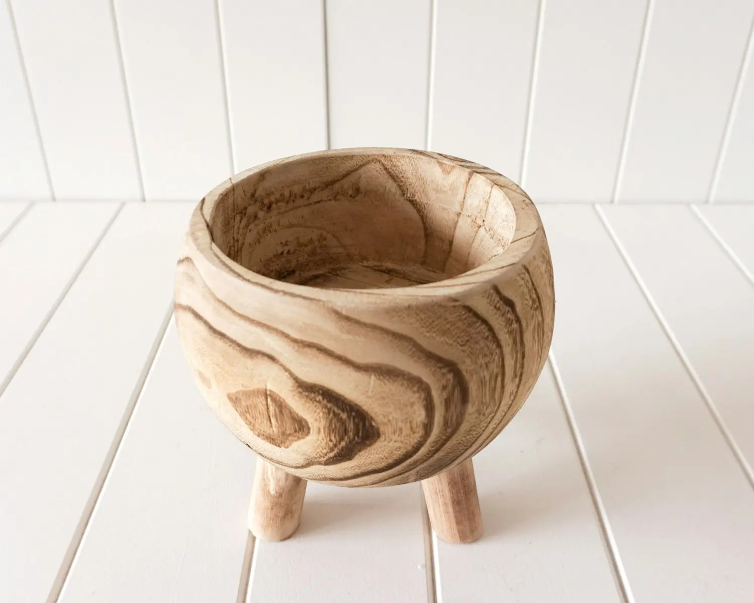 Rayell Timber Wood Round Flower Pot/Planter Indoor Natia Natural Small 20x19cm