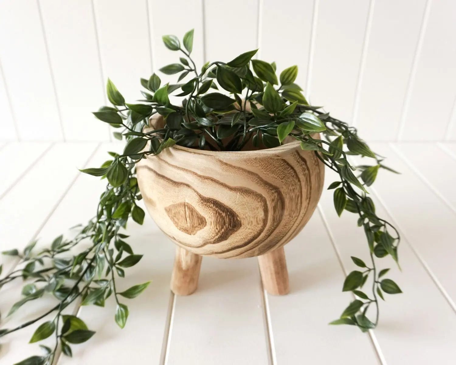 Rayell Timber Wood Round Flower Pot/Planter Indoor Natia Natural Small 20x19cm