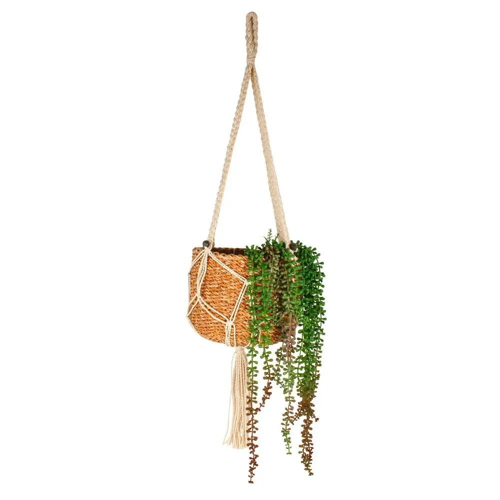 Maine & Crawford Aura Macrame & Seagrass 110cm Pot Plant Hanger Decor Natural