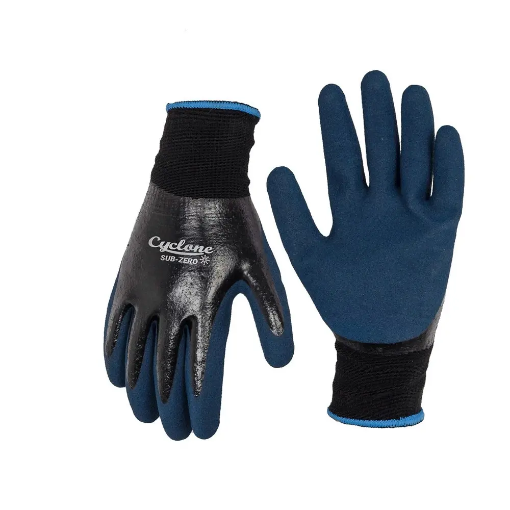 2x Cyclone Size Small Gardening Gloves Sub Zero Nylon/Dipped Nitrile Black/Blue