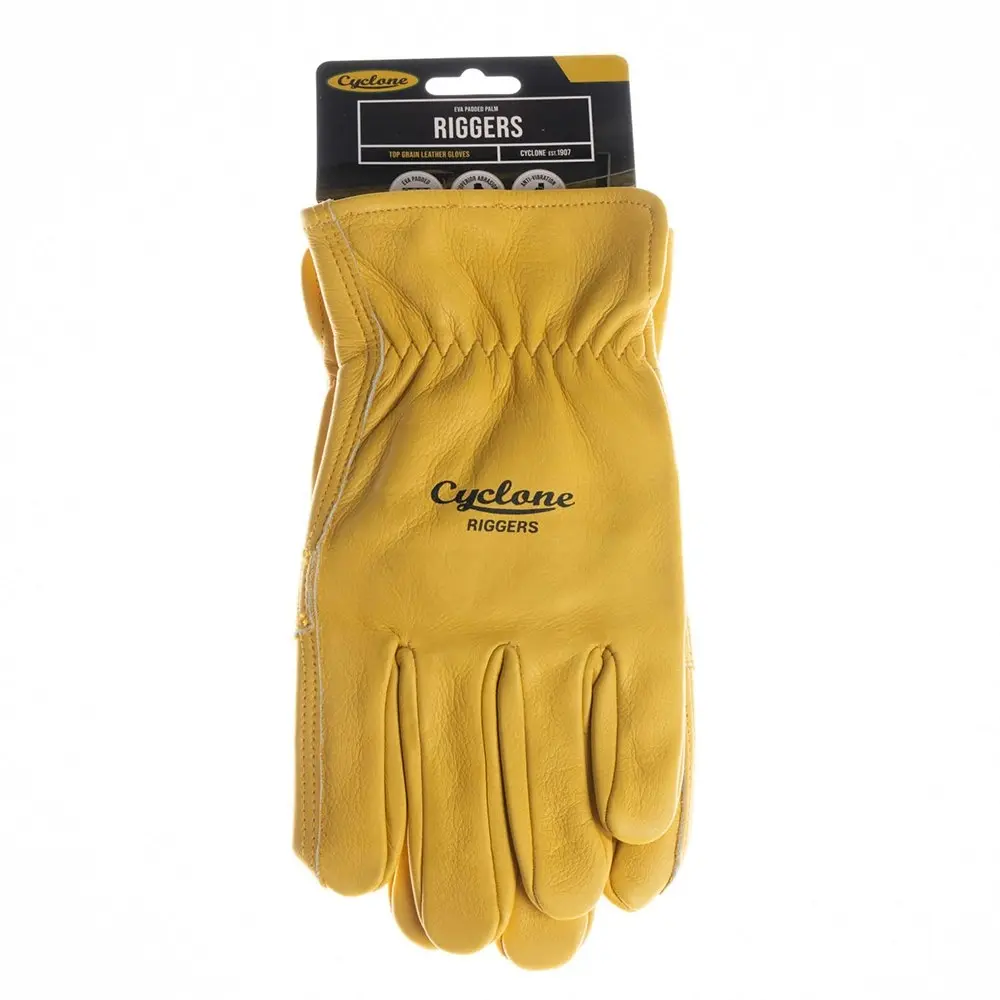 Cyclone Size Medium Padded Riggers Gardening Gloves Riggers Leather Yellow