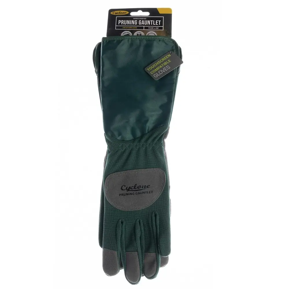 Cyclone Size Large Gauntlet Padded Pruning/Planting/Gardening Gloves Green