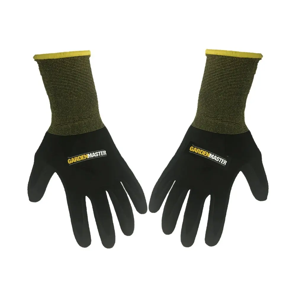 2x Pairs Gardenmaster Nylon Durable Nitrile Dipped Protective Gardening Gloves L