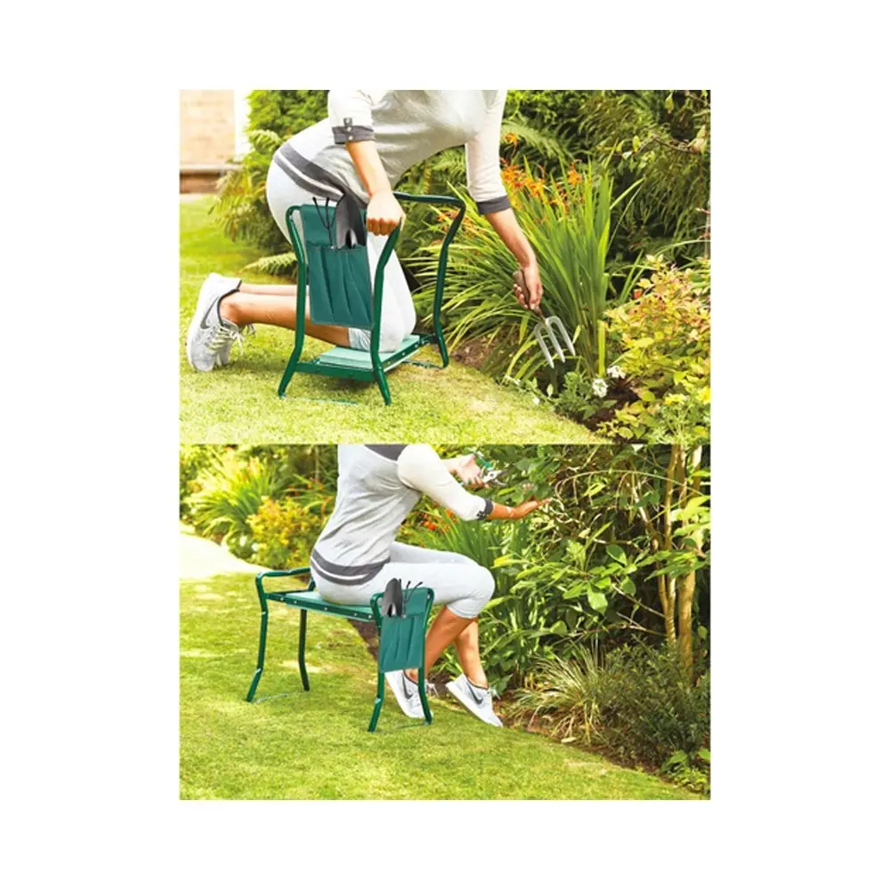 Hercules 2 In 1 Portable Outdoor Home Foldable Garden Kneeler/Seat Green 59x49cm