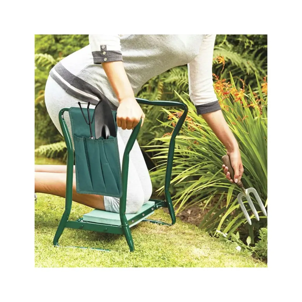 Hercules 2 In 1 Portable Outdoor Home Foldable Garden Kneeler/Seat Green 59x49cm