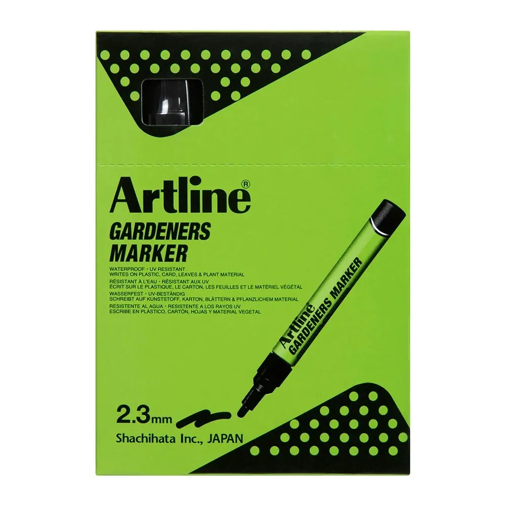 12PK Artline Gardeners Permanent Marker 1.5mm Bullet Nib - Black