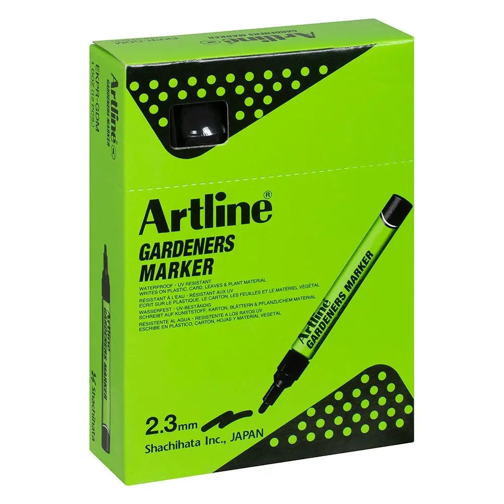 12PK Artline Gardeners Permanent Marker 1.5mm Bullet Nib - Black