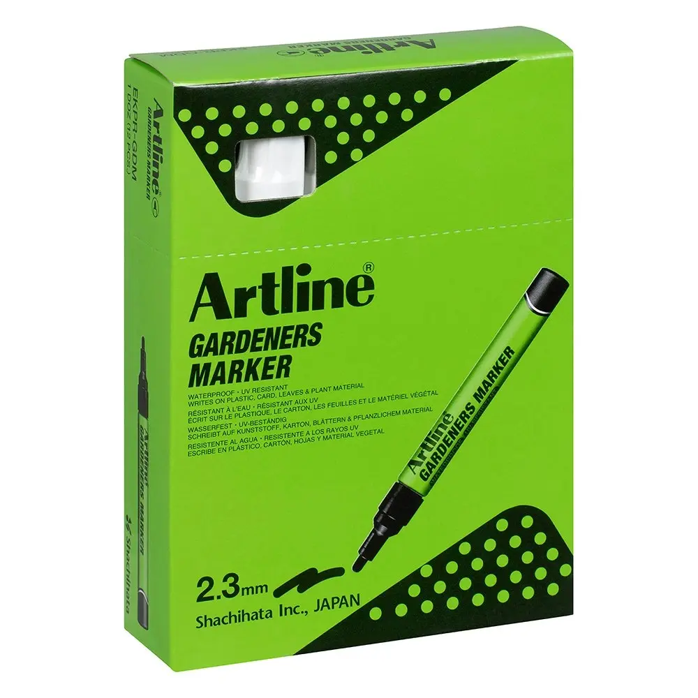 12PK Artline Gardeners Permanent Marker Fade Resistant - White