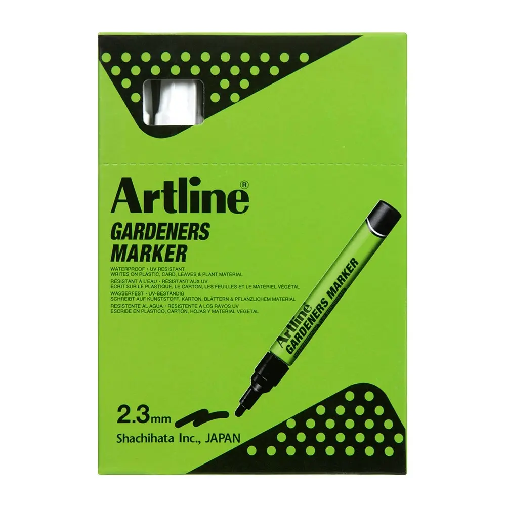 12PK Artline Gardeners Permanent Marker Fade Resistant - White