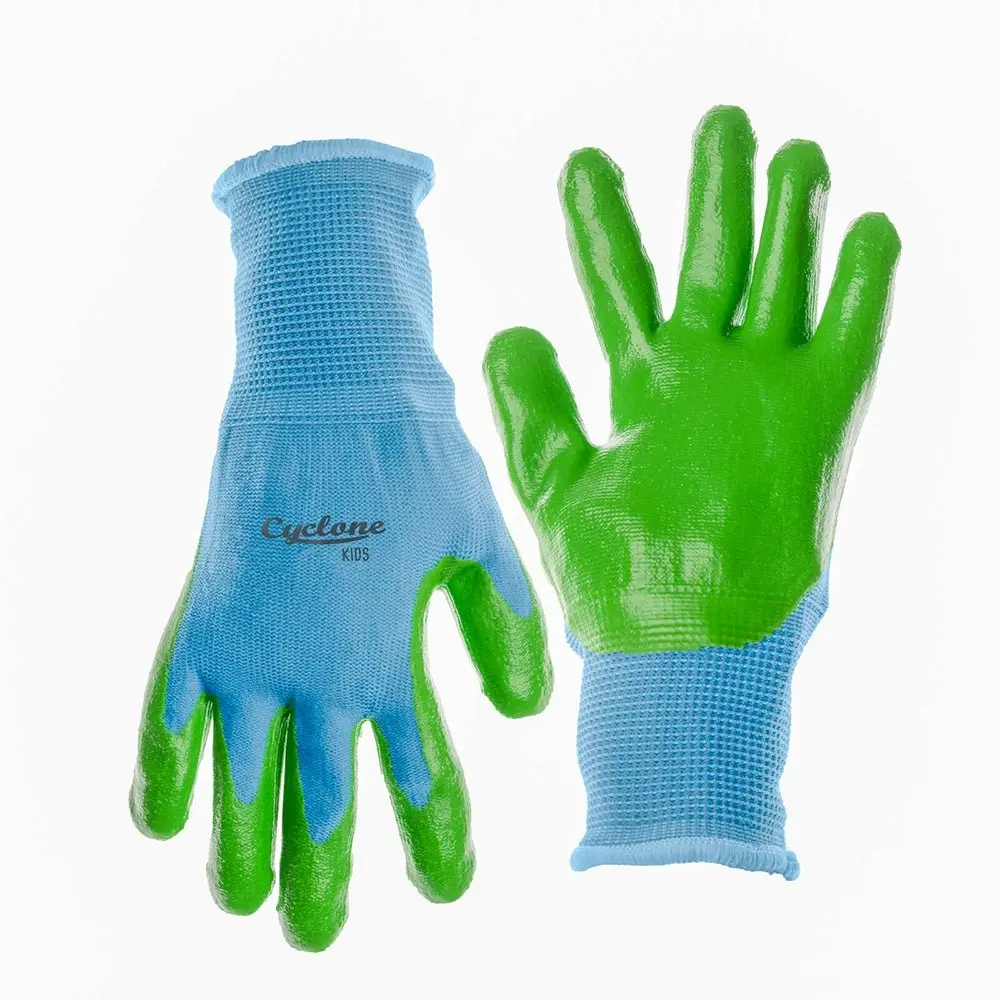 3x Cyclone Kids/Childrens Gardening Gloves Polyester/Dipped Nitrile 3y+ Yellow