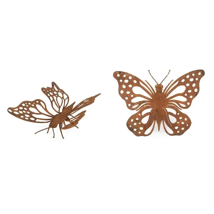 2x Pot Hanger 20.5cm Butterfly Corten Steel Ornament Patio Garden Decor Large