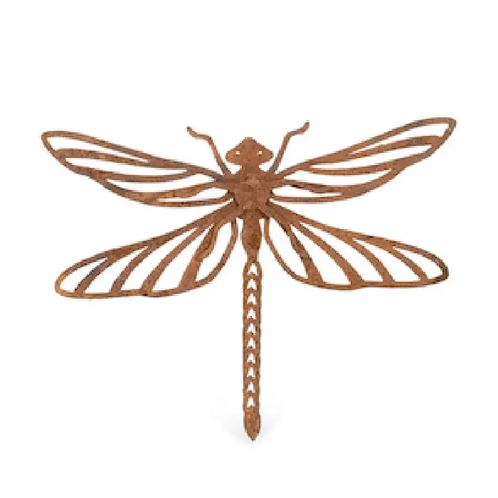 3x Pot Hanger 15cm Dragonfly Corten Steel Ornament Patio Garden Decor Small