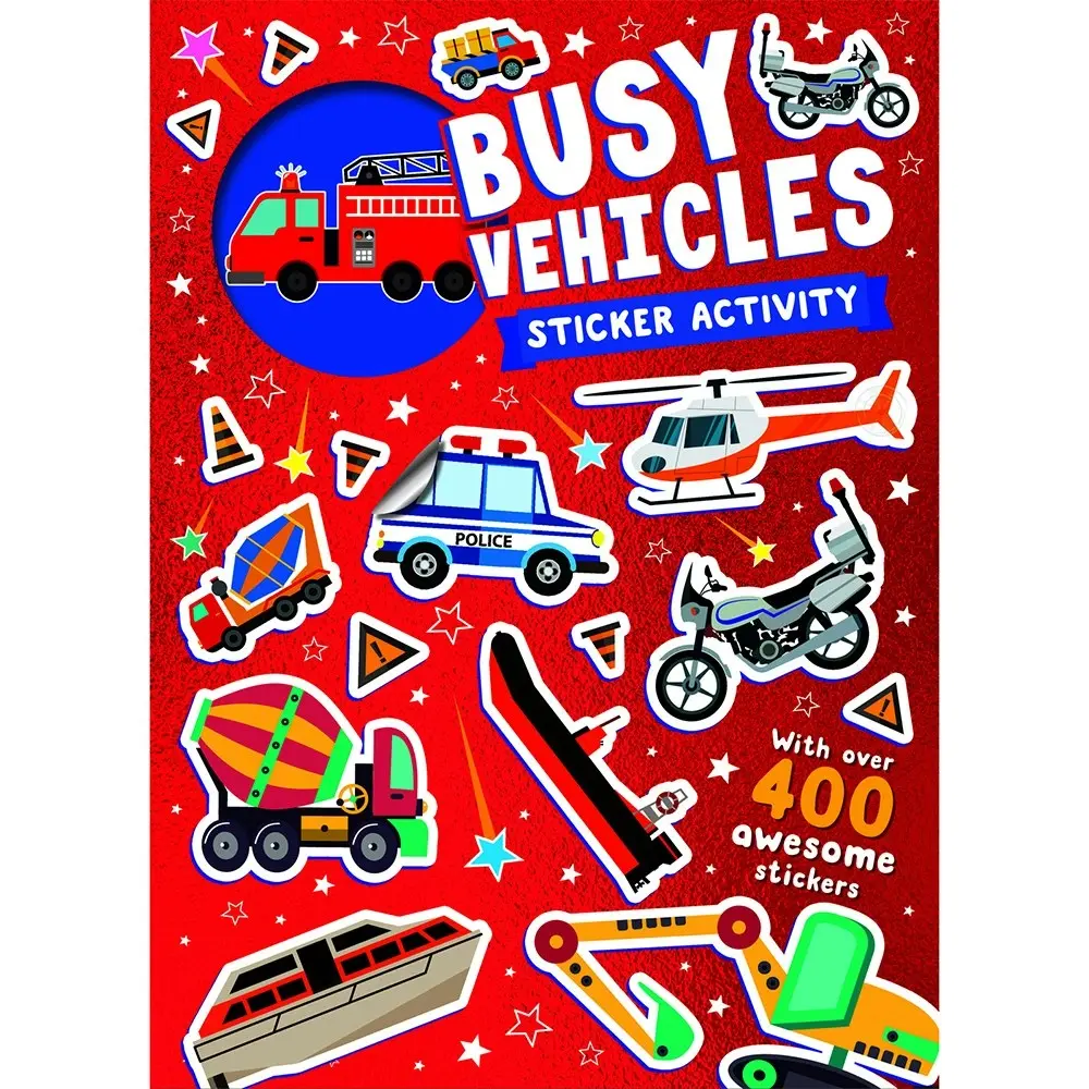 4x Bookoli Funky Stickers Busy Vehicles Kids Activity Book Fun Art/Craft Pad