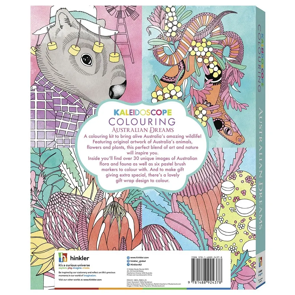 2x Kaleidoscope Colouring Kit: Australian Dreams Activity Kit Kids Art Book 6y+