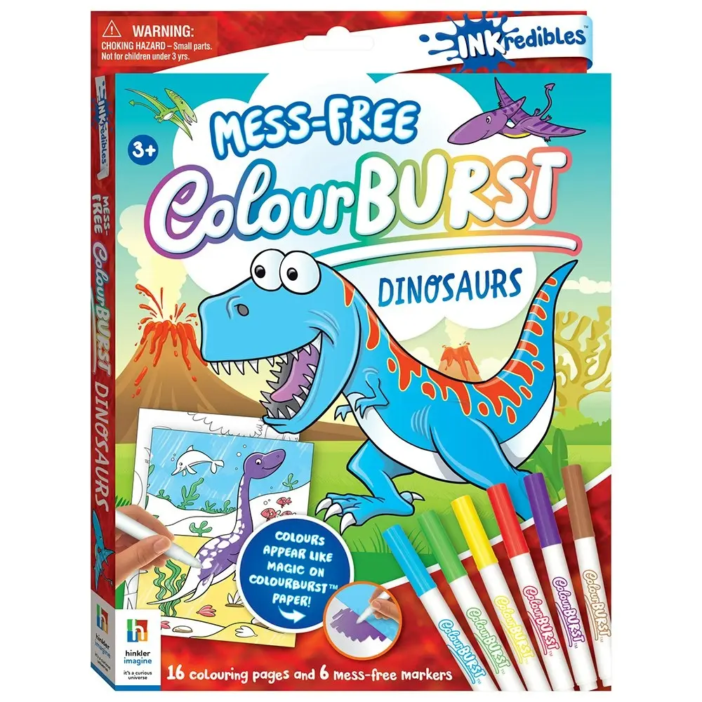 2x Inkredibles Colour Burst Dinosaurs Colouring Activity Kit Fun Mess-Free 3y+