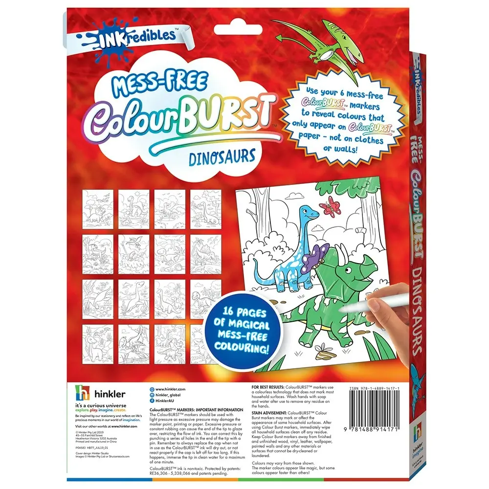 2x Inkredibles Colour Burst Dinosaurs Colouring Activity Kit Fun Mess-Free 3y+