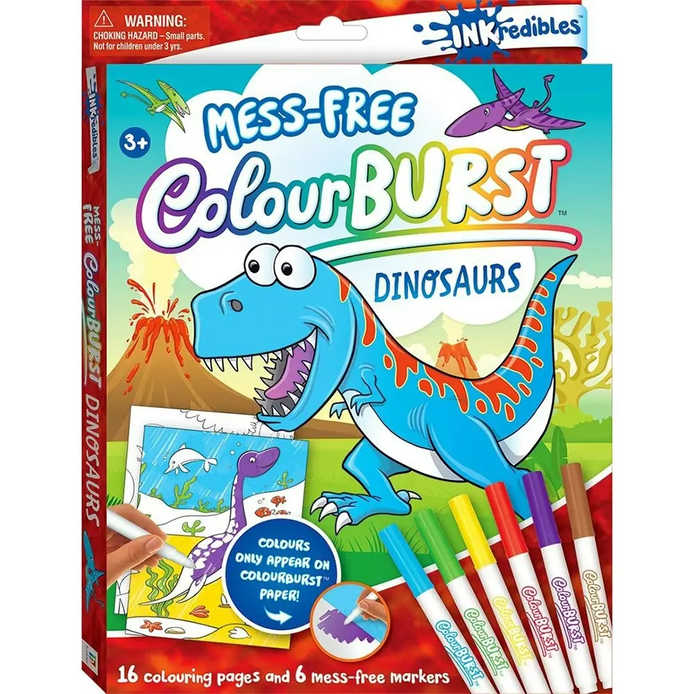 2x Inkredibles Colour Burst Dinosaurs Colouring Activity Kit Fun Mess-Free 3y+