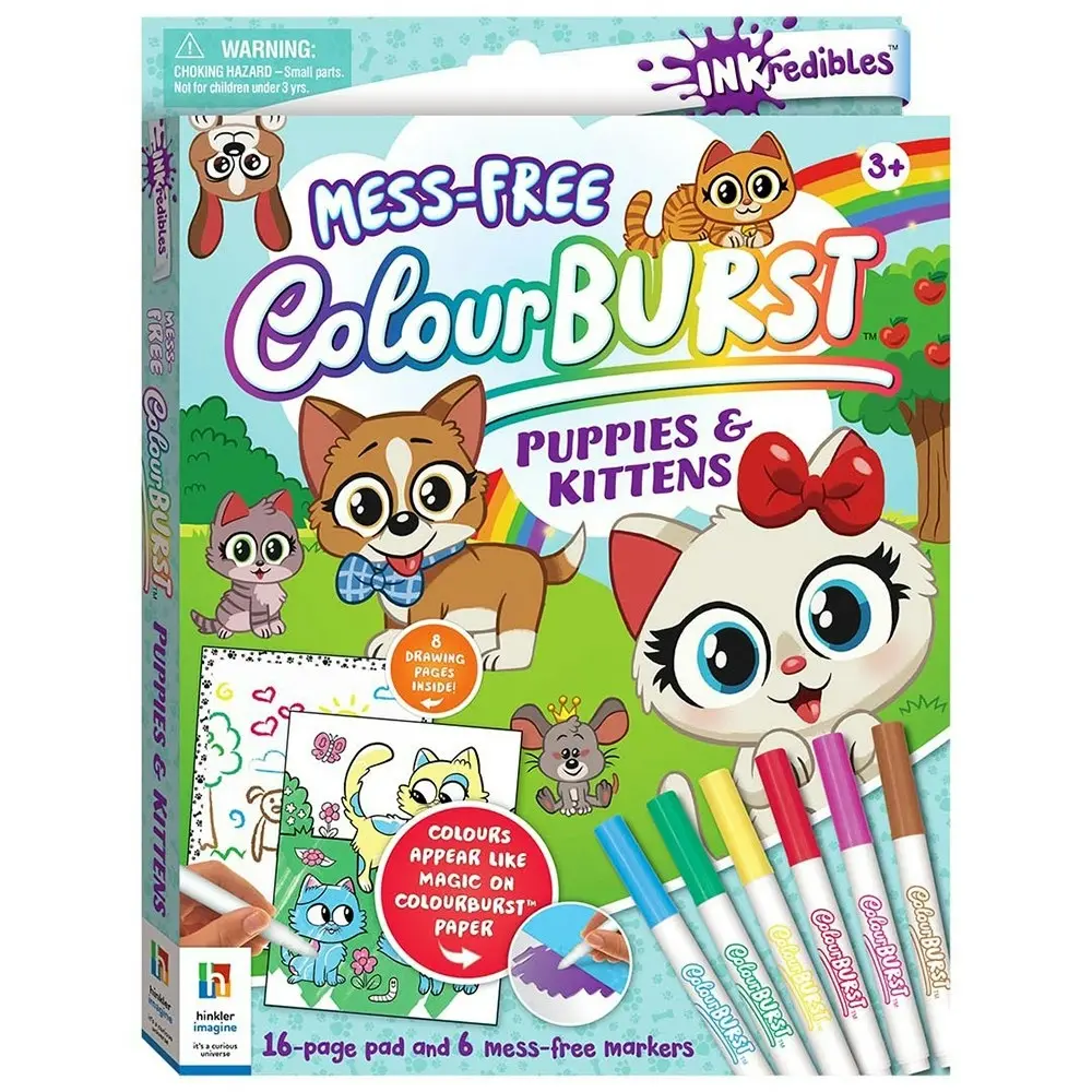 2x Inkredibles Colour Burst: Puppies and Kittens Activity Kit Mess-Free Art 3y+