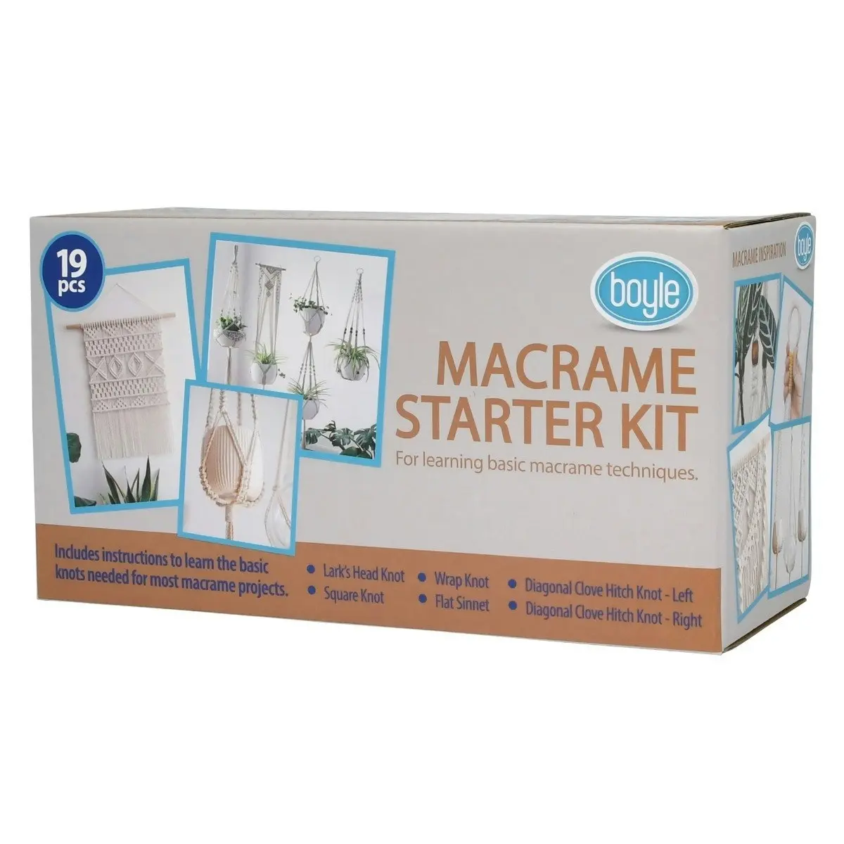 19pc Boyle Macrame Starter Kit DIY Activity Project w/ Wooden Dowels/Rings/Beads