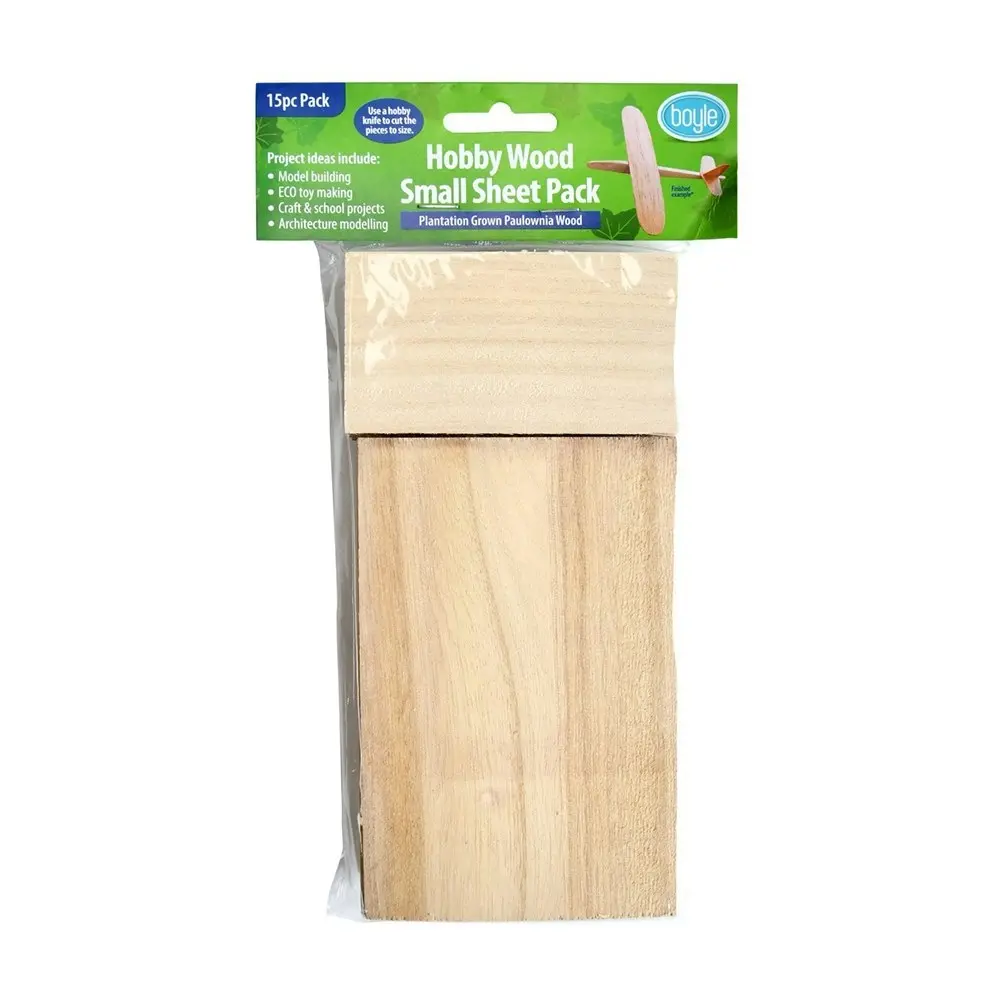 2x 15pc Boyle Hobby Craft DIY Kids/Adult Model Paulownia Wood Small Sheet Pack