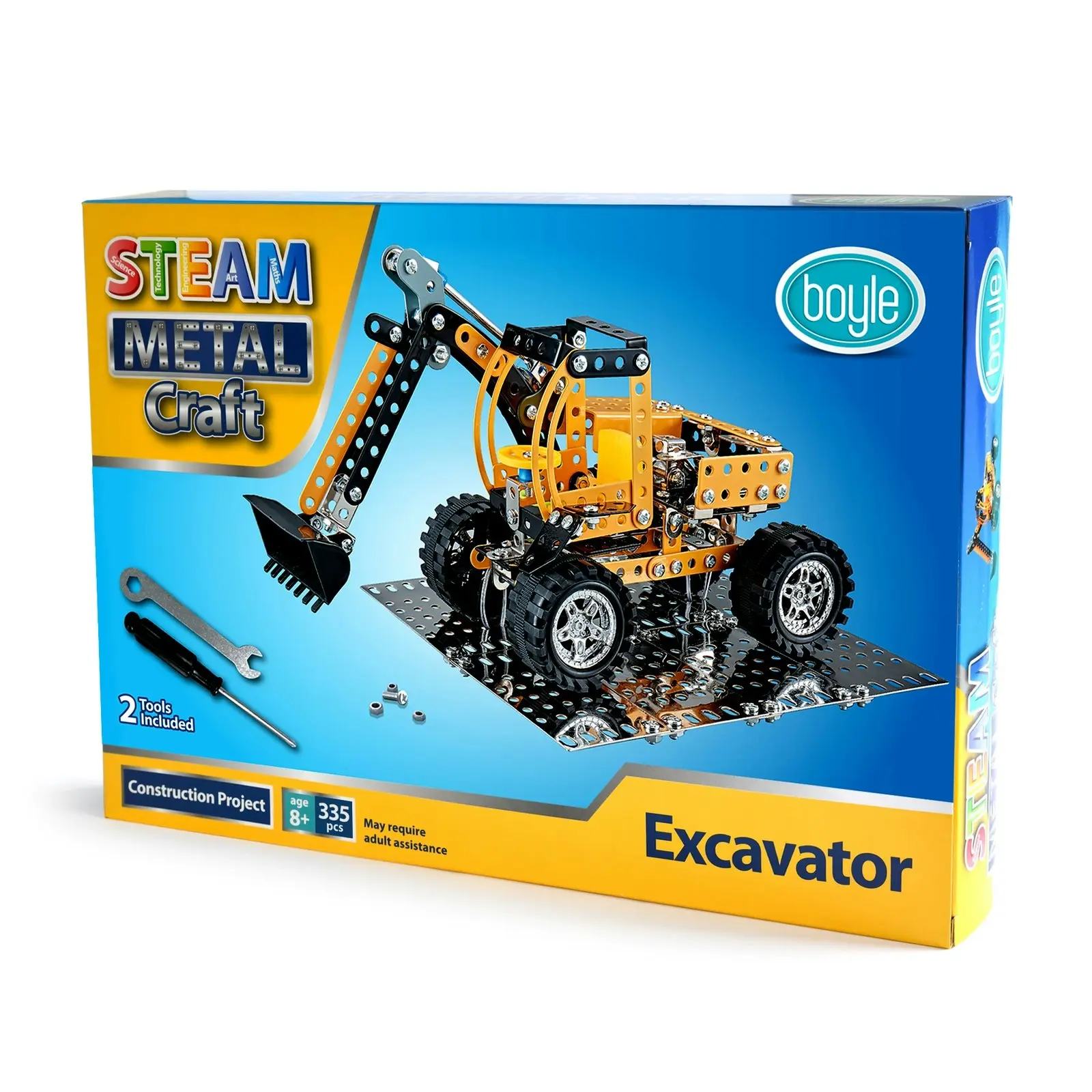 STEAM Metal Craft 27cm Excavator DIY Construction Kit Activity Toy Kids 8y+