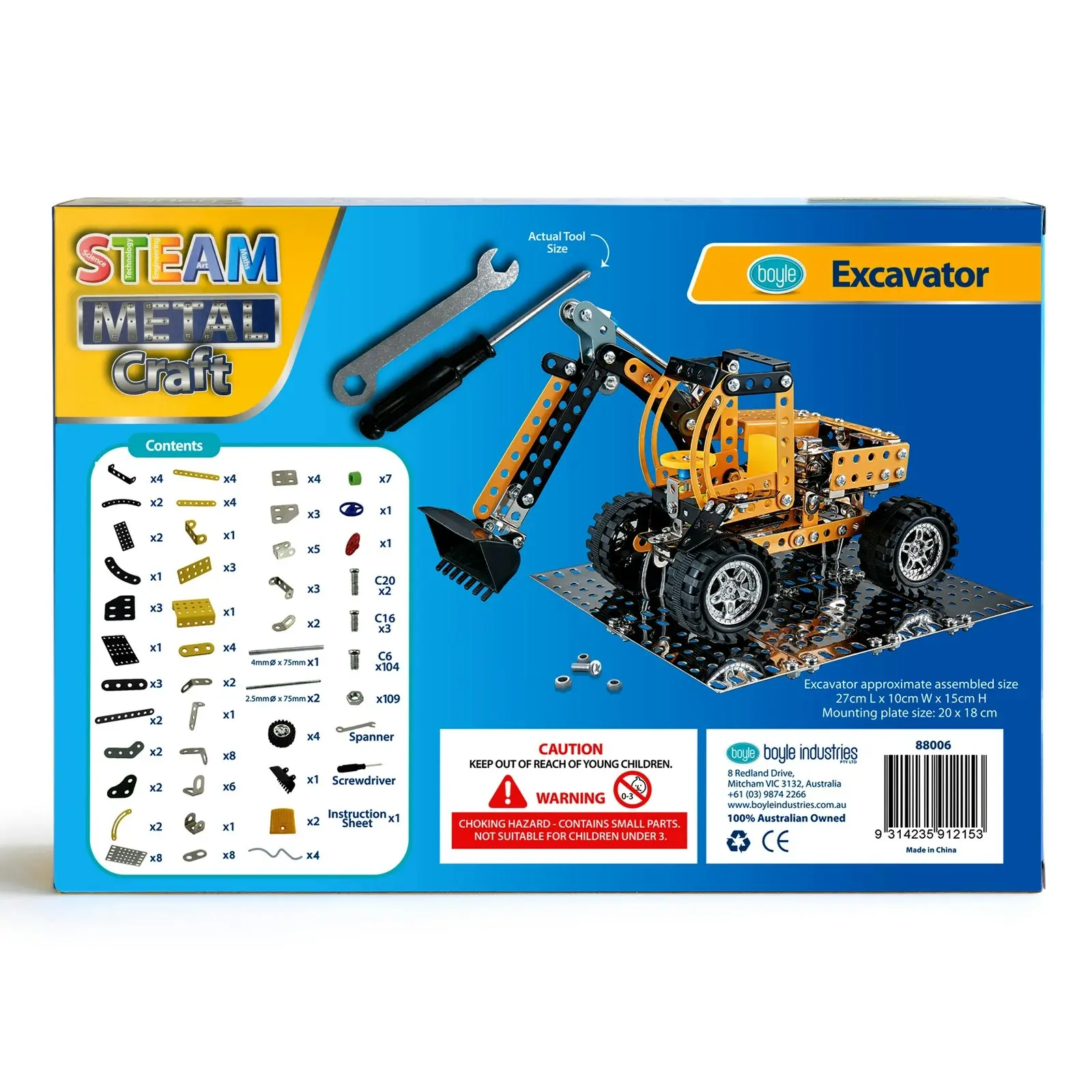 STEAM Metal Craft 27cm Excavator DIY Construction Kit Activity Toy Kids 8y+