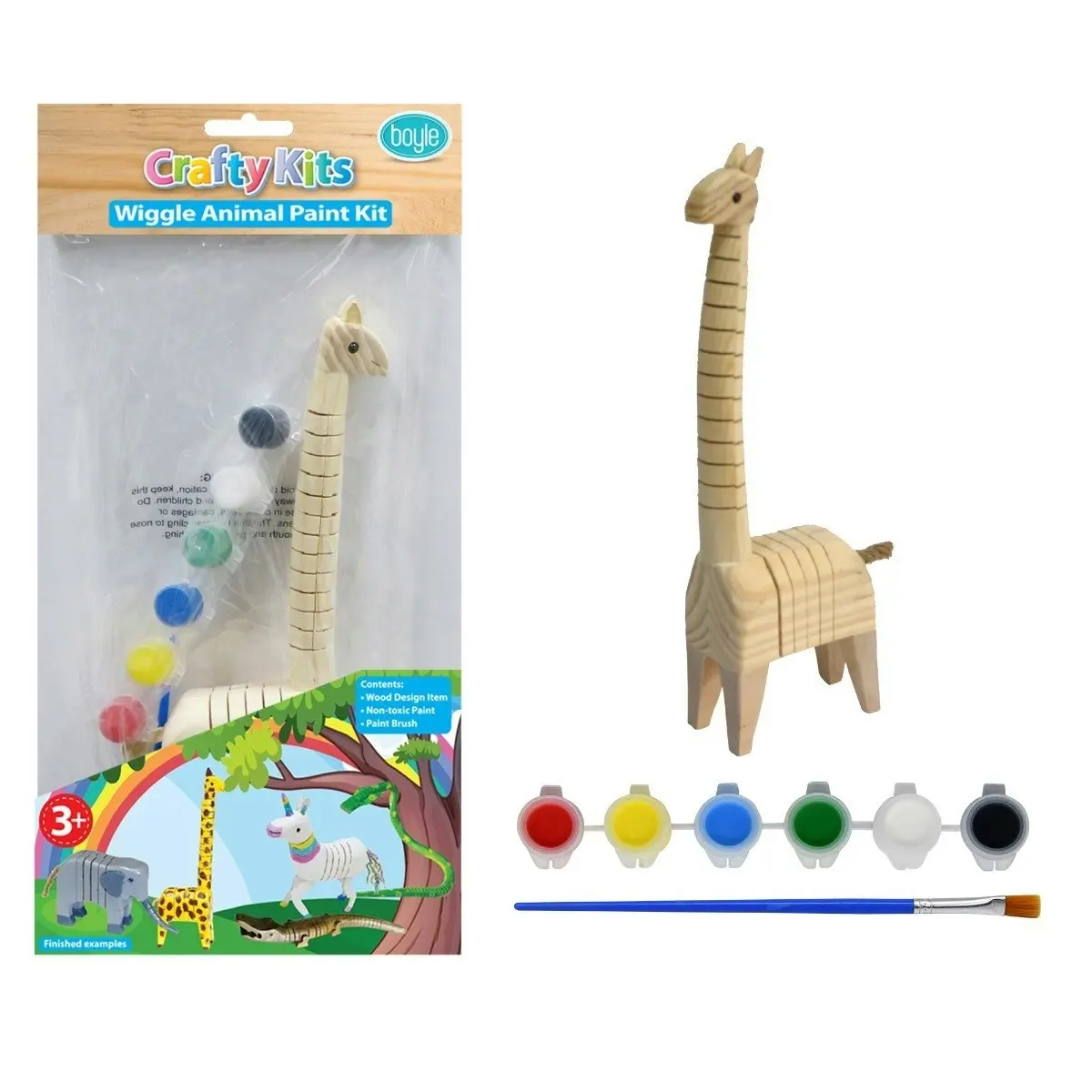 5x Crafty Kits Wooden Wiggle Animal Art/Craft Non-Toxic Paint Activity Kit Asstd