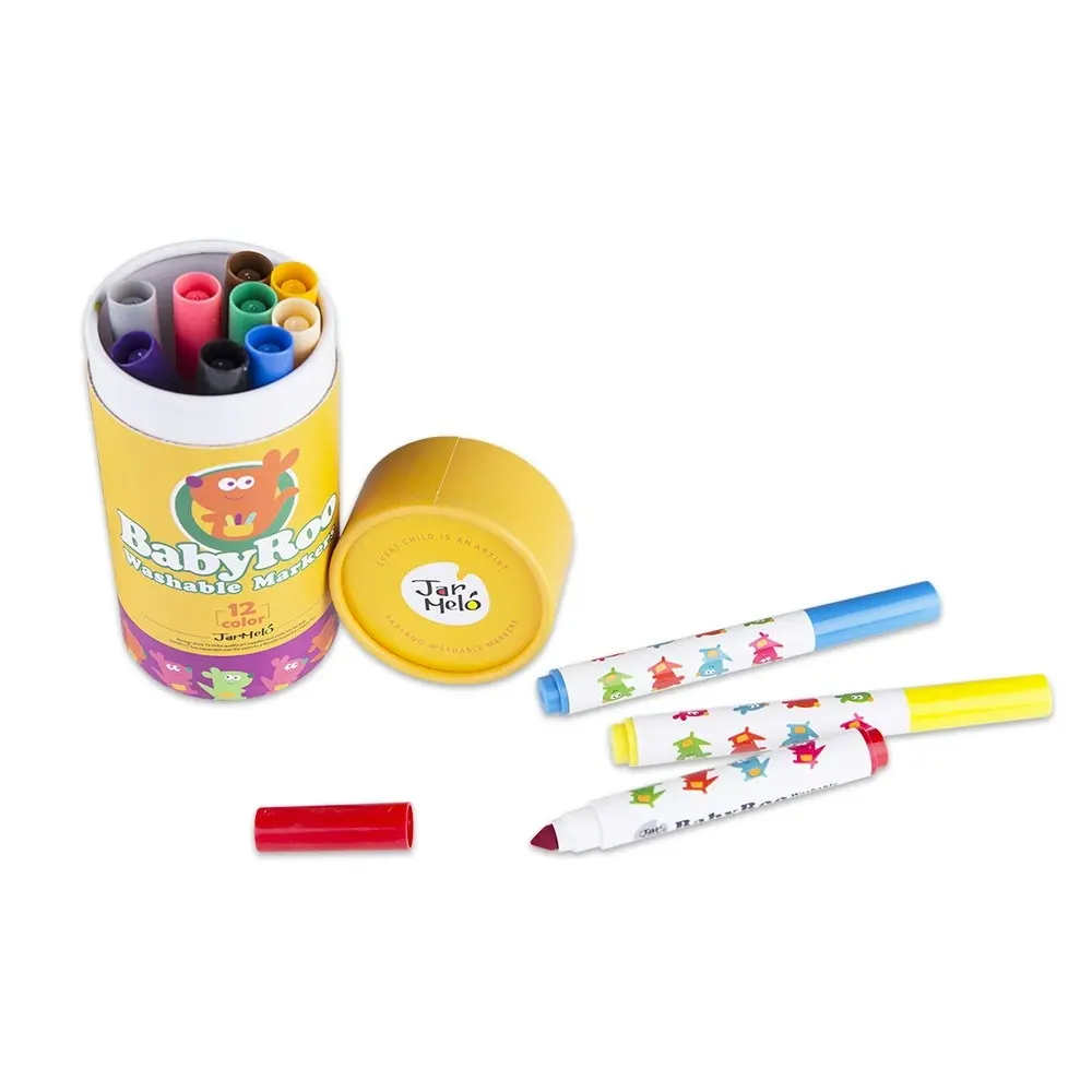 Jarmelo 12-Colours Washable Colouring Markers Baby Roo Kids Art/Craft Drawing 3+