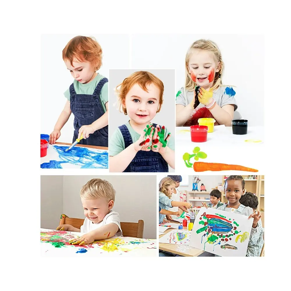 12pc Jarmelo Finger Paint For Kids Washable Safe Children Colouring Craft Kit 2+