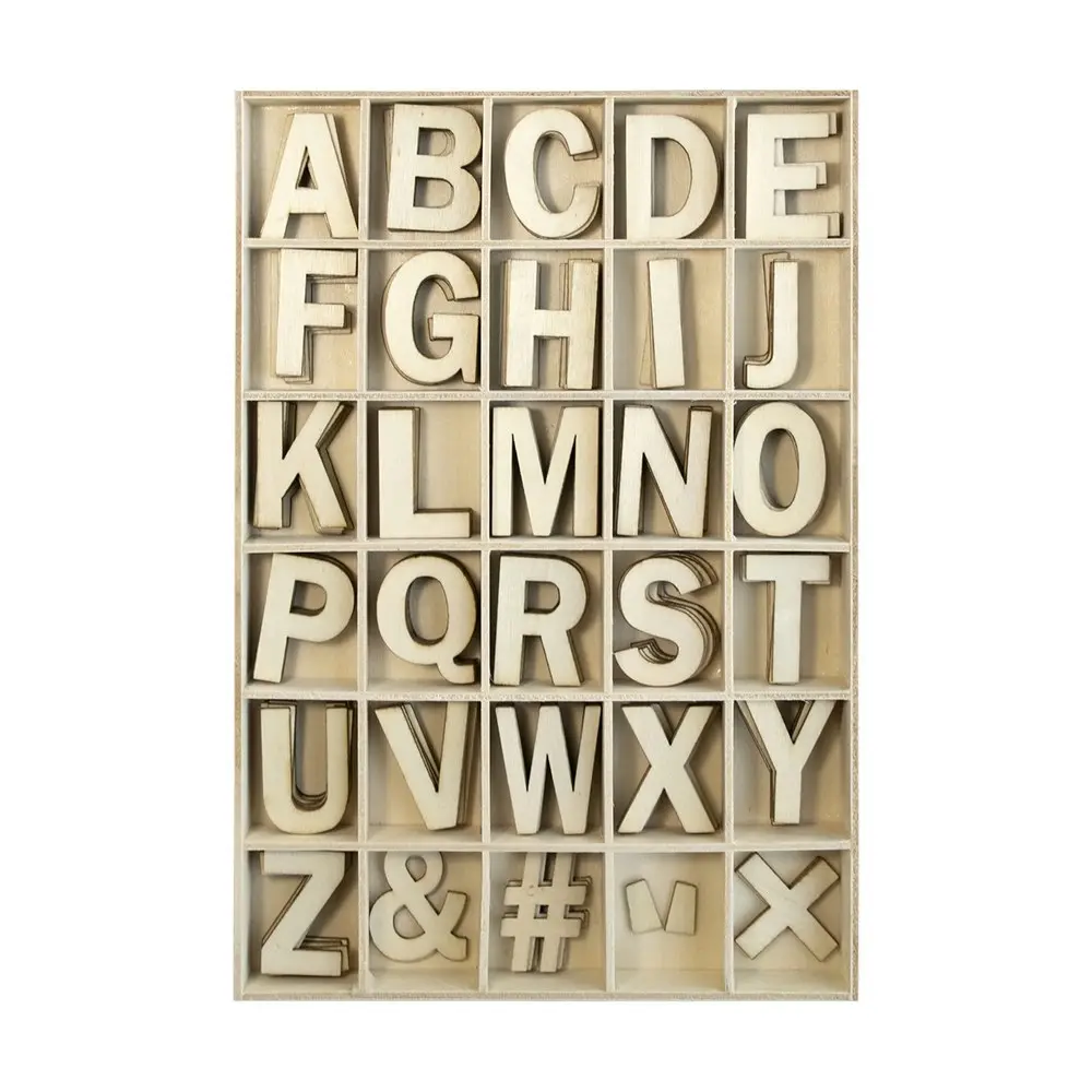 330pc Boyle 16.5cm Plywood Alphabet Letter Set in Tray Kids/Toddler Toy Natural