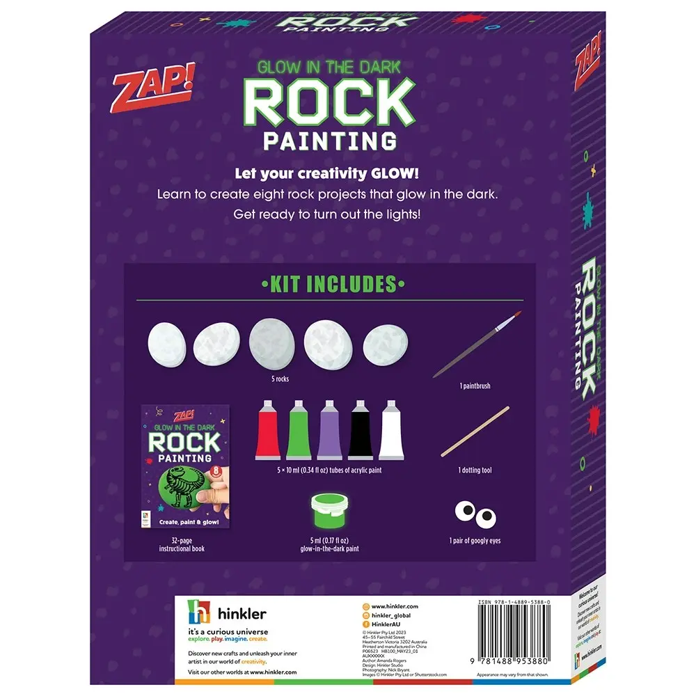 Zap! Extra Glow-in-the-Dark Rock Painting Craft Activity Kit Project 8y+