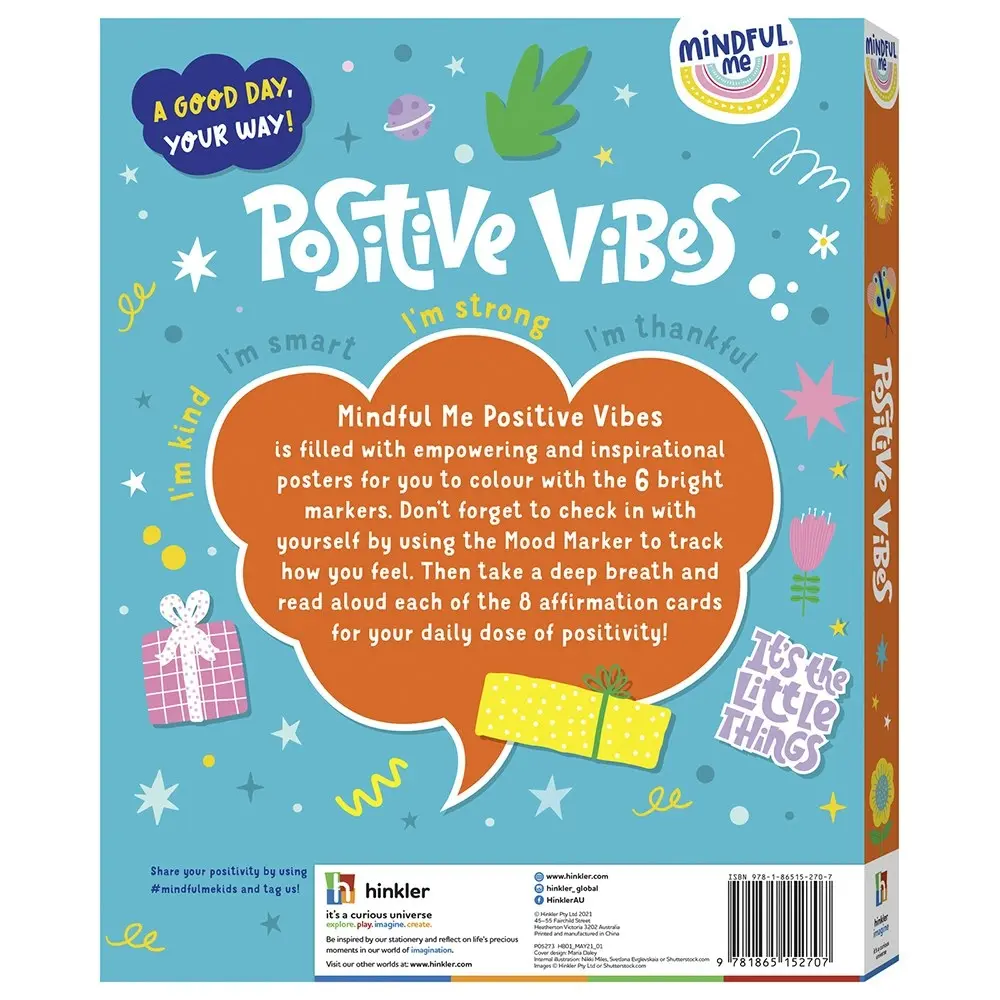 Elevate Mindful Me Positive Vibes Colouring Activity Kit Art/Craft Pad 6y+