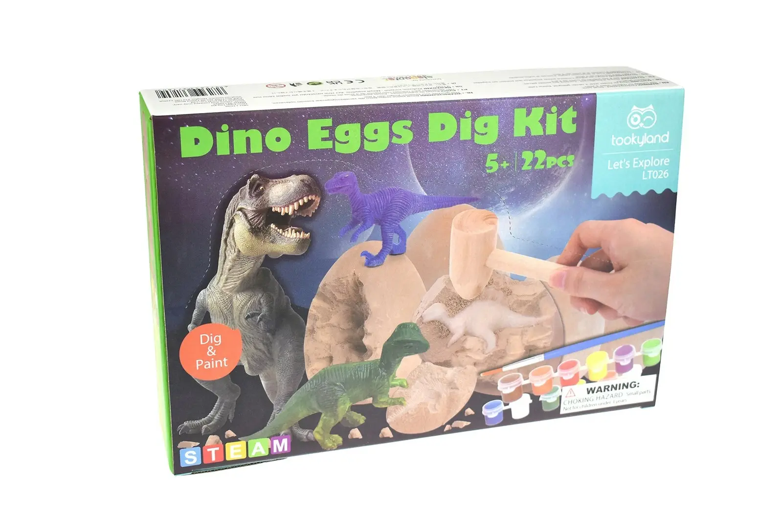 22pc Tookyland Dinosaur Egg Dig Kit Kids Fun Play Activity Painting Craft Toy 5+