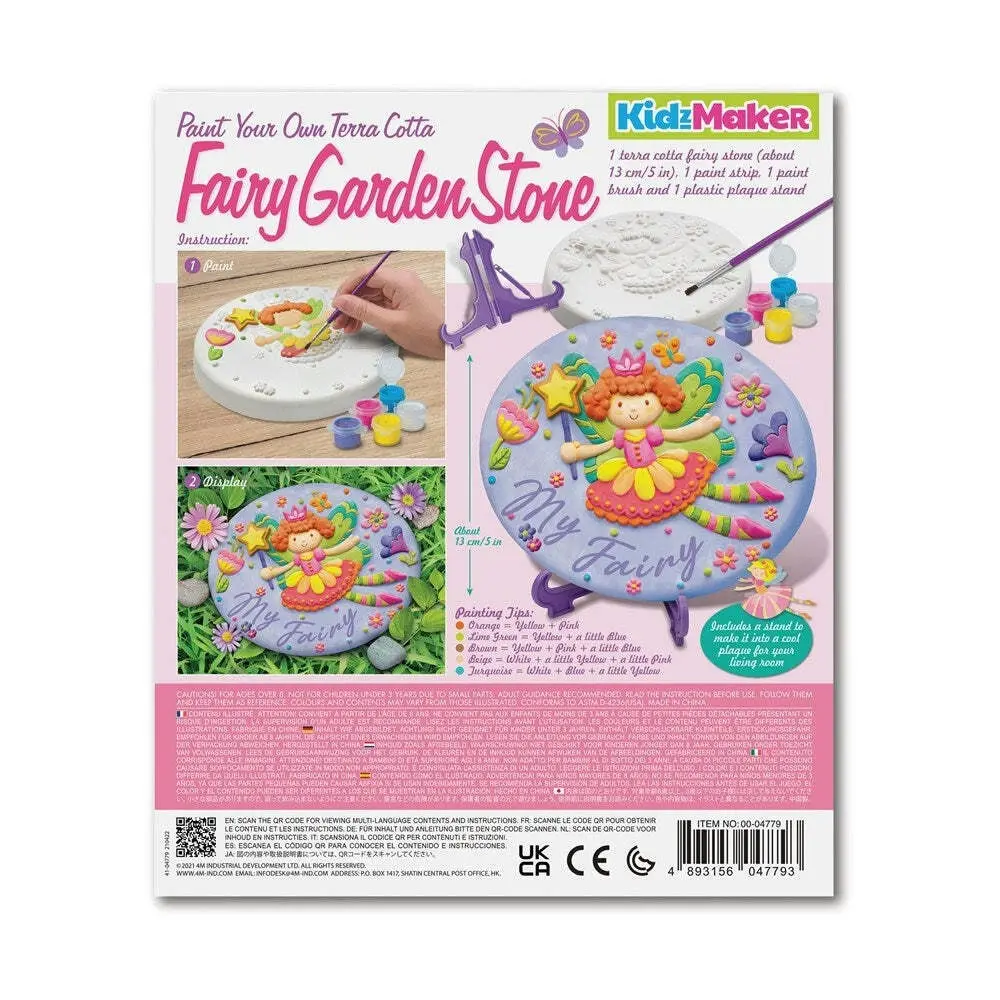 4M KidzMaker Paint Your Own Terracotta Fairy Garden Stone Kids Art/Craft 8y+