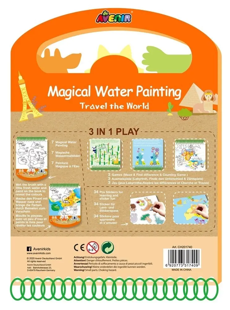 Avenir Magical Water Painting Travel The World Fun Kids/Children Activity 3y+