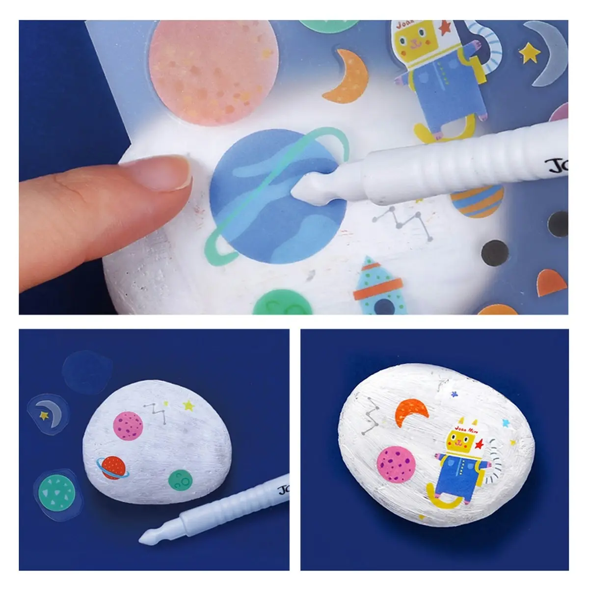 Jarmelo Painting Rocks Kids/Children DIY Painting Craft Colouring Kit w/Brush 3+