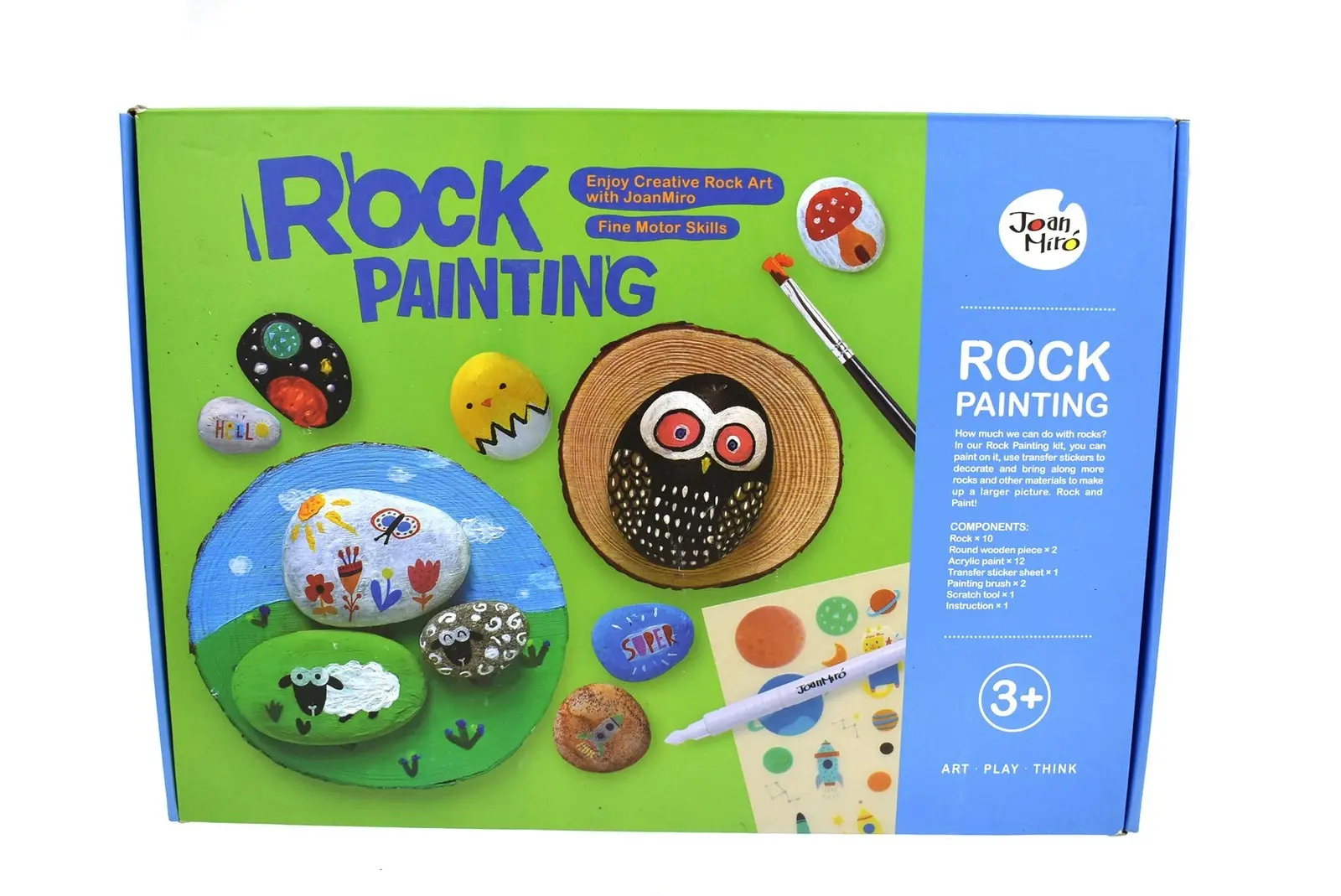 Jarmelo Painting Rocks Kids/Children DIY Painting Craft Colouring Kit w/Brush 3+