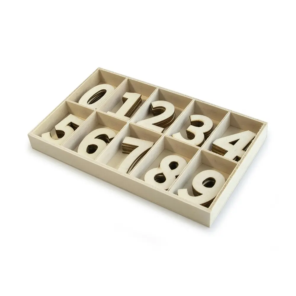 200pc Boyle 14.5cm Plywood Number Set in Tray Kids/Toddler Educational Toy NAT