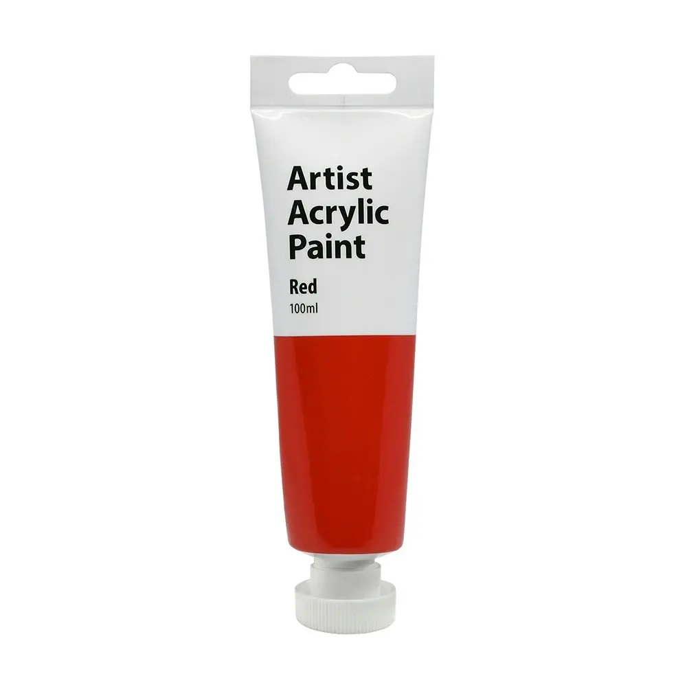 6x Artist 100ml Acrylic Paint Gloss Finish Water Based Painting Crafts Red 3+